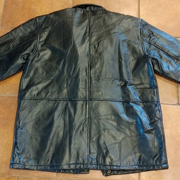 Haband Executive Division Genuine Leather Jacket Patchwork Men's LARGE - Picture 9 of 9